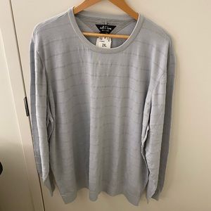Adidas‎ AdiPure Mens 2XL Light Blue Striped Crew Neck Golf Sweater FP6840 NWT